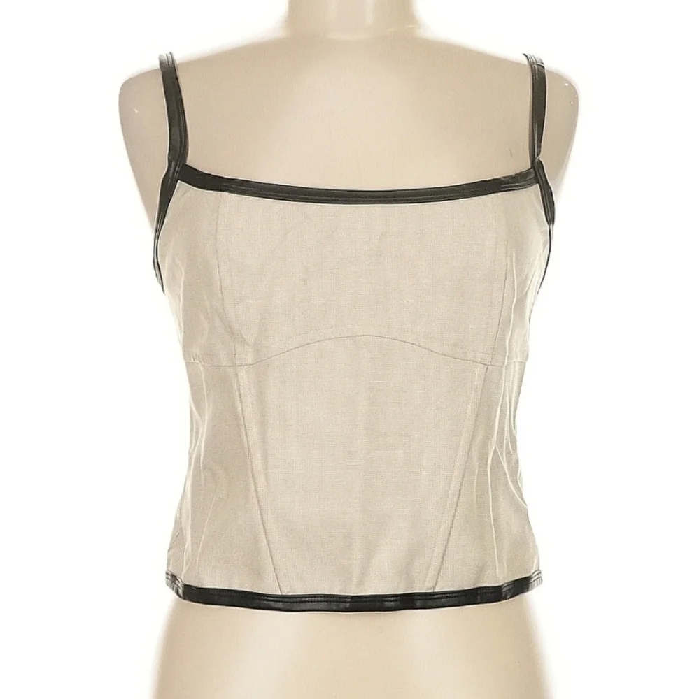 Princess Polly Thalorien Top Beige with Black Trim, Size US 8